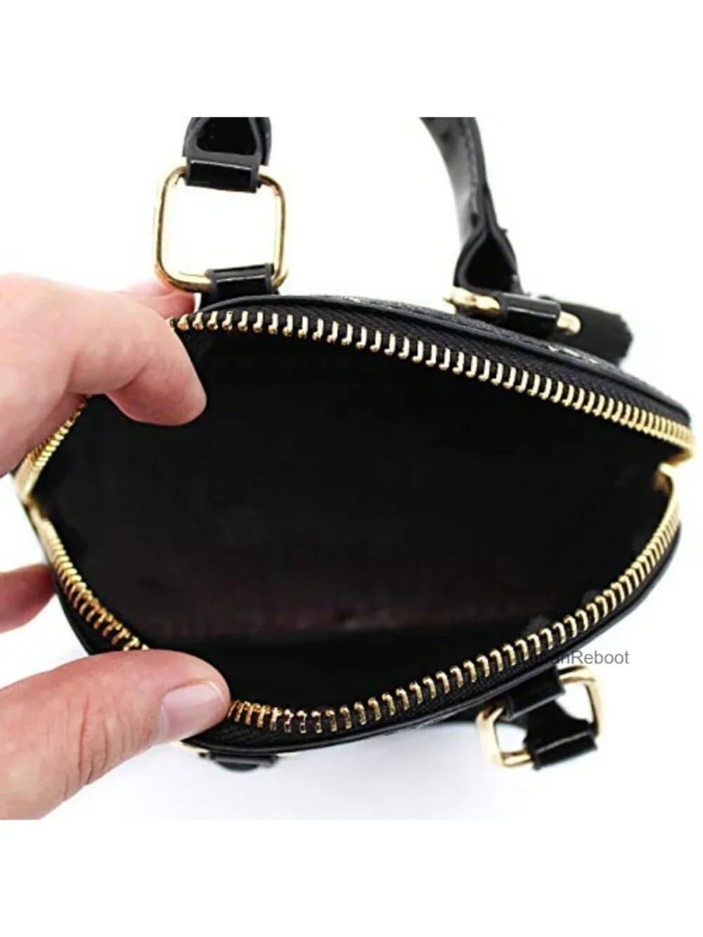 Girls Sequin Patent Leather Mini Dome Satchel Purse Top Handle Crossbody Bag